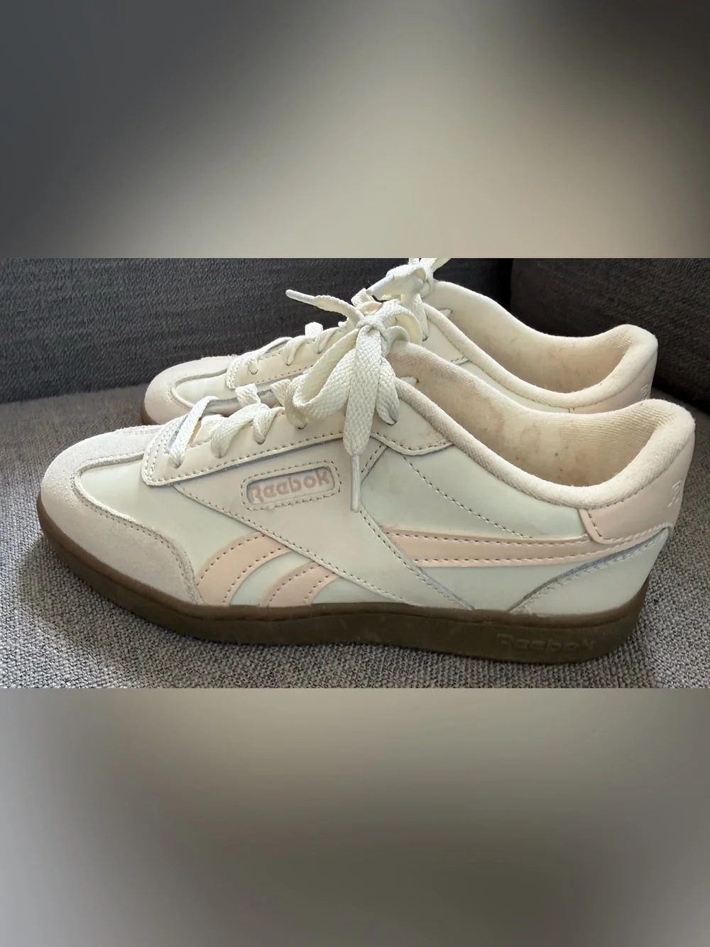 Reebok Forte Lounger Women's cream and light pink colorway sneaker